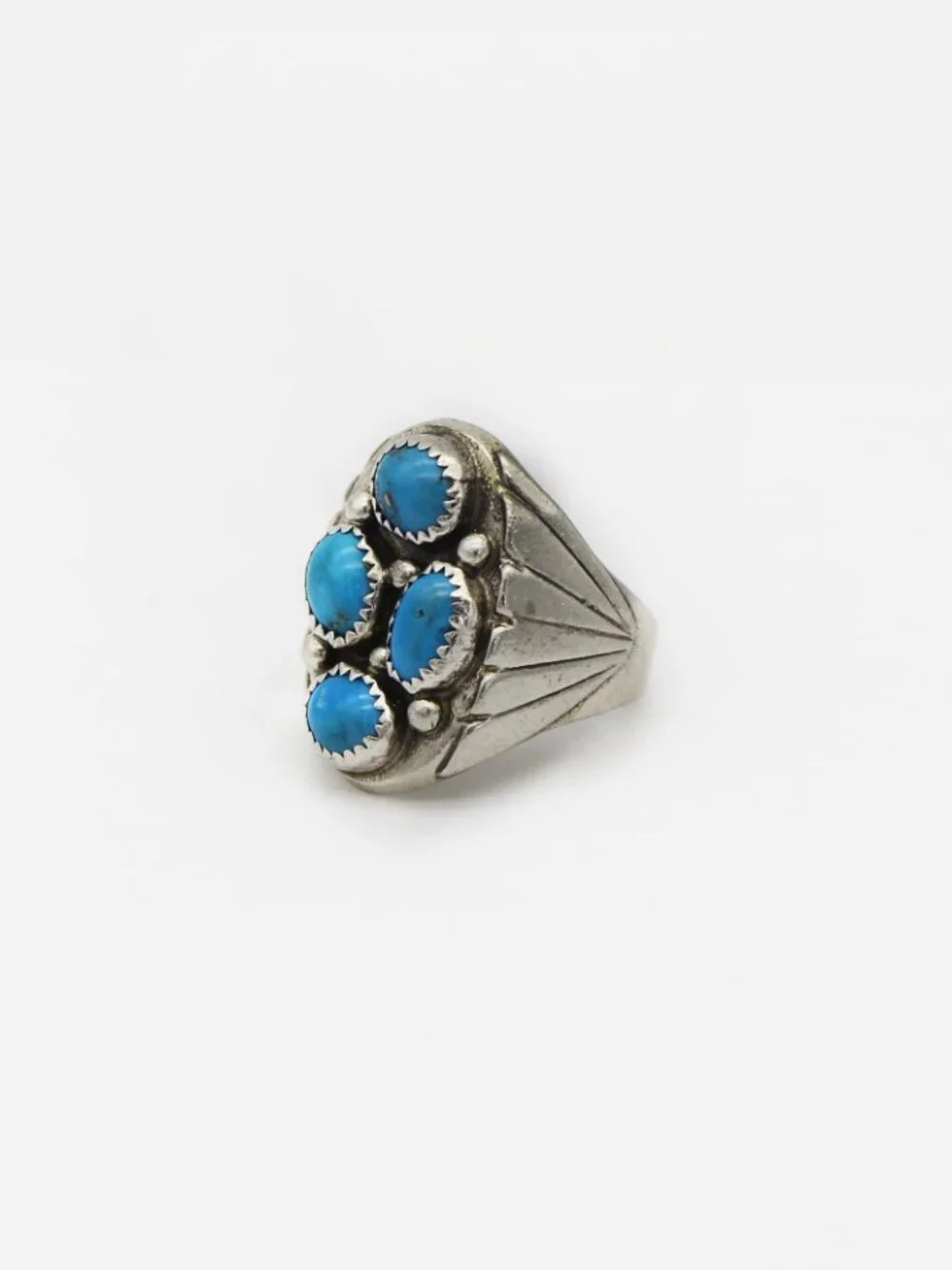 Native American Navajo Turquoise Nugget Cluster Ring